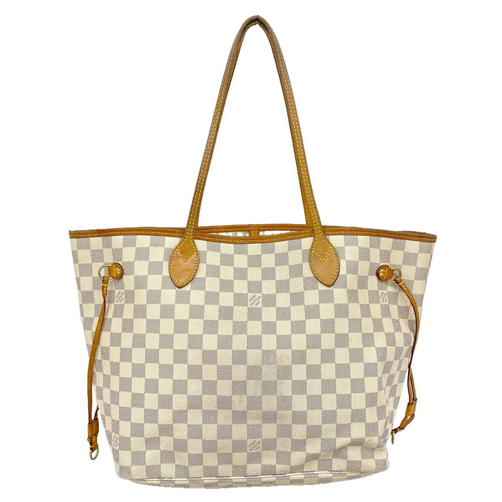 Louis Vuitton Damier Azur Neverfull MM Tote Bag N51107 White Women's